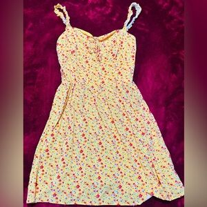 AUW Yellow Floral Asymmetrical Dress